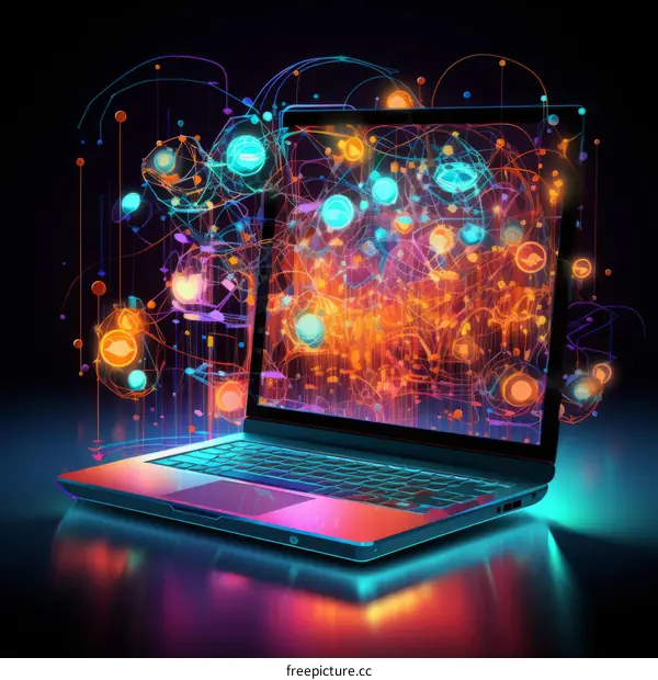 Glowing Network Connections on Laptop