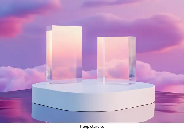 Abstract Display Podium with Transparent Blocks