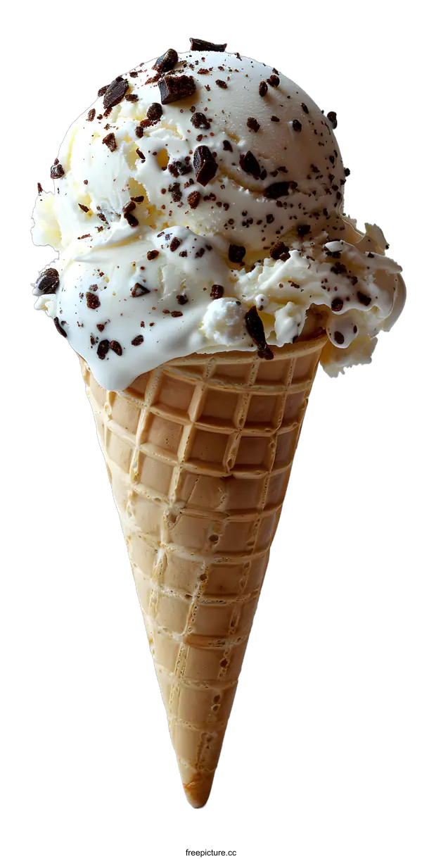 [Transparent Background PNG]Vanilla Ice Cream Cone with Chocolate Topping