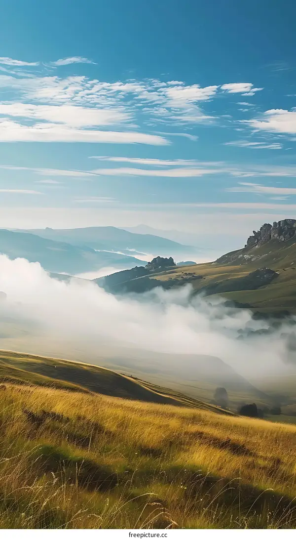 Rolling Hills with Fog in the Morning