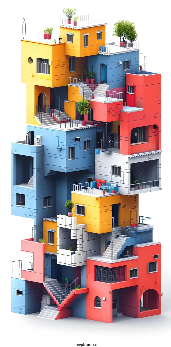 Colorful abstract architecture city building