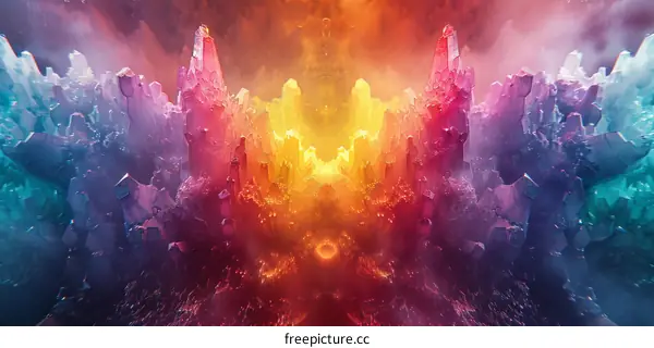 Mystical Crystal Caverns Glowing in the Darkness