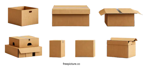 [Transparent Background PNG]Different Cardboard Box Variations