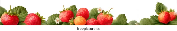 Fresh Strawberries with Green Leaves