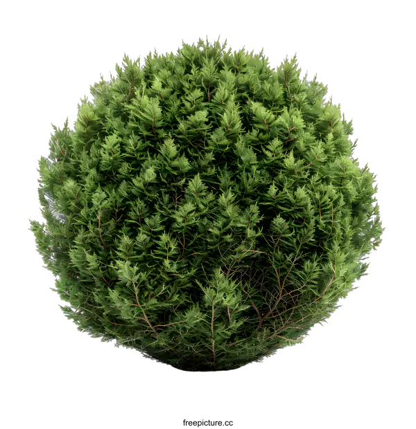[Transparent Background PNG]Green Bush Shaped Like a Sphere Isolated on White Background