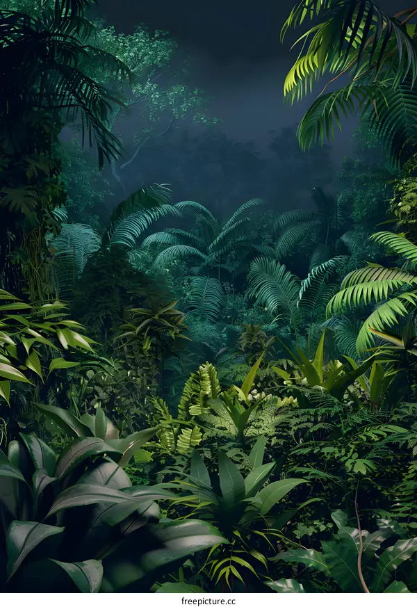 Tropical Rainforest Dense Lush Greenery Plants