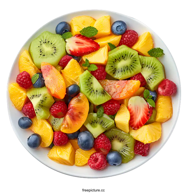 [Transparent Background PNG]Fresh Fruit Salad in Bowl