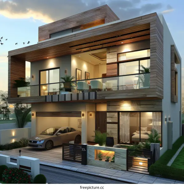 Modern Villa Exterior Design Illustration