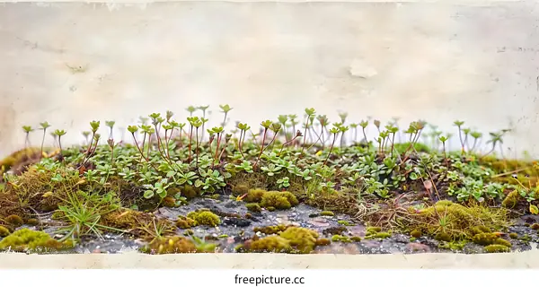 Green Moss Growing on Stone Wall