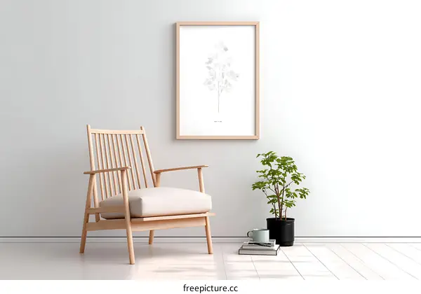 Modern Minimalist Interior Design with Botanical Print