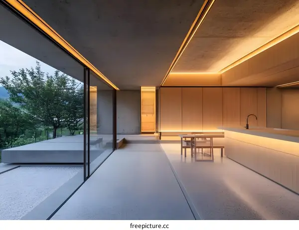 Modern Minimalist Home Interior Design With Concrete And Wood Features