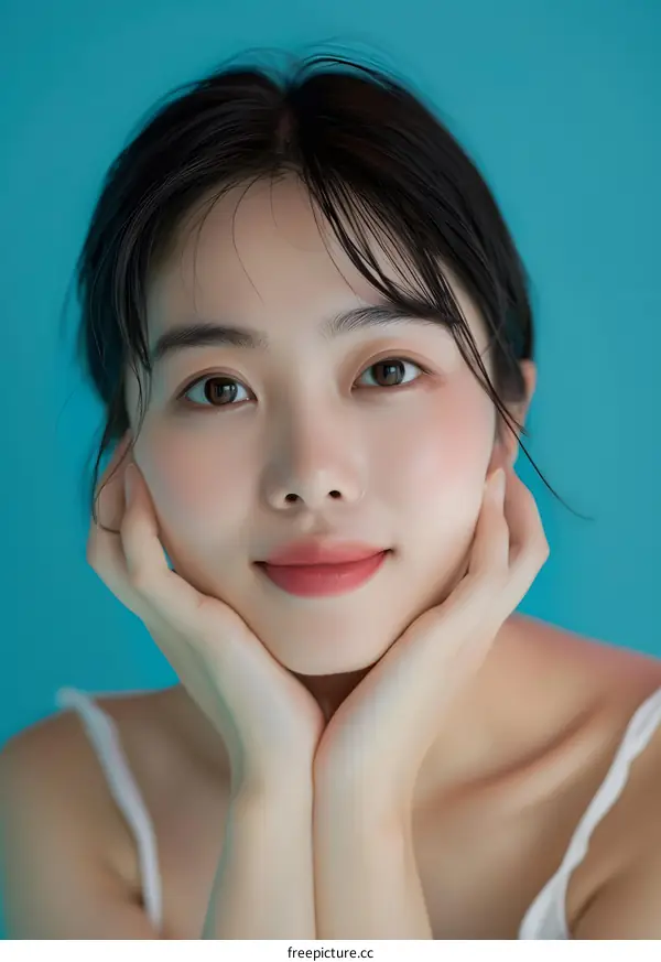 Portrait of a Young Asian Woman with a Gentle Smile