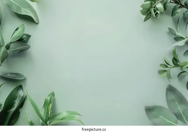 Green Leaves on Green Background for Minimalist Design