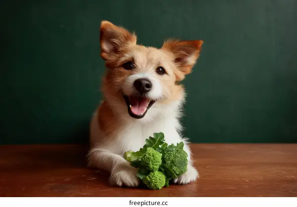 Happy Dog with Broccoli Treats