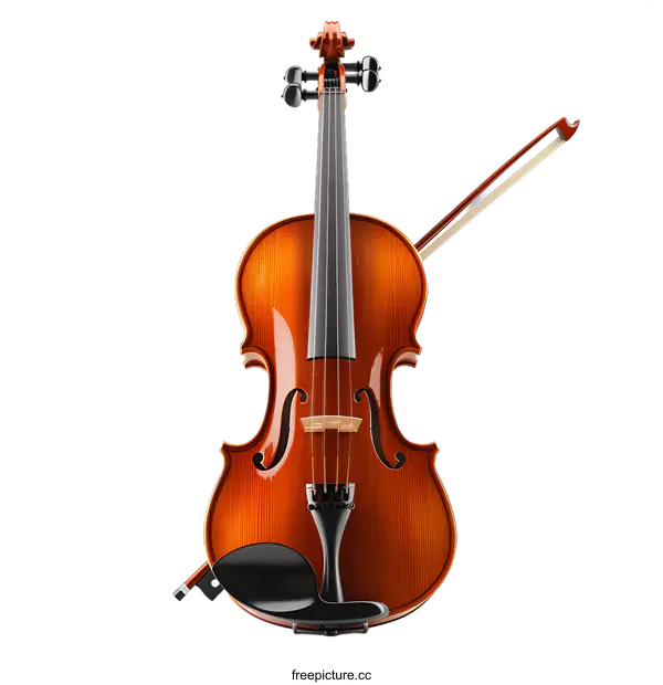 [Transparent Background PNG]Violin and bow on white background