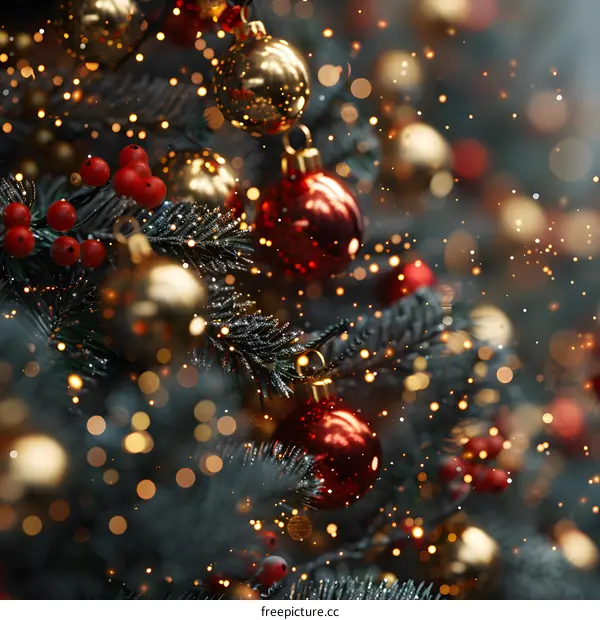 Christmas tree decorated with Christmas decorations