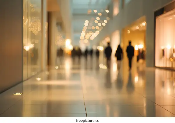 Blurred Shopping Mall Interior with People