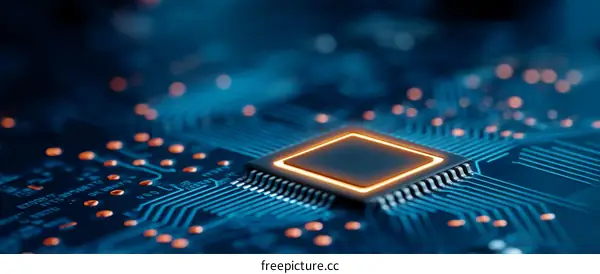 Closeup of a Microprocessor on a Circuit Board