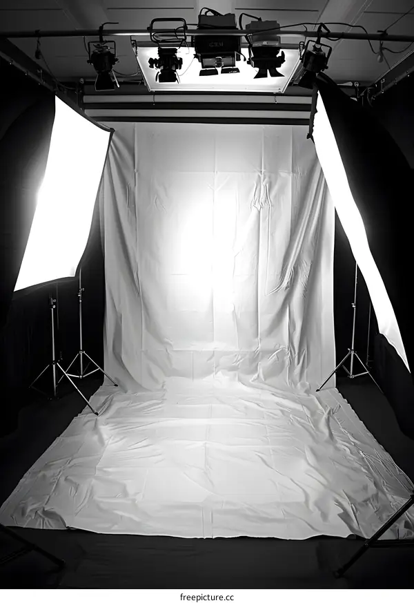 White Backdrop Photography Studio Setup With Lighting