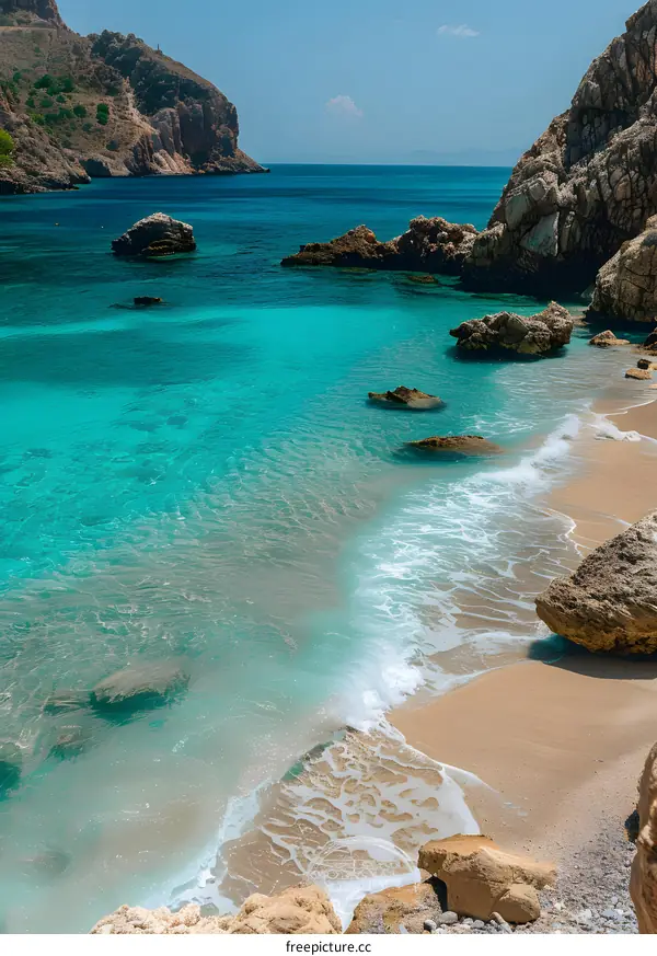 Scenic View of a Secluded Turquoise Beach