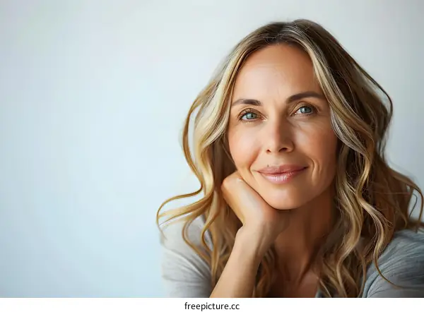 Portrait of a Beautiful Woman with Blonde Hair