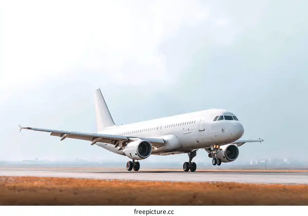 White Airplane Landing on Runway