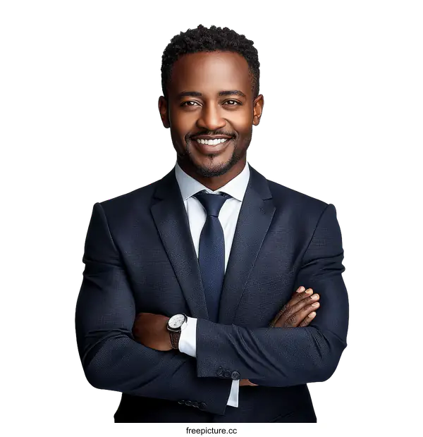 [Transparent Background PNG]Confident Black Business Professional Portrait