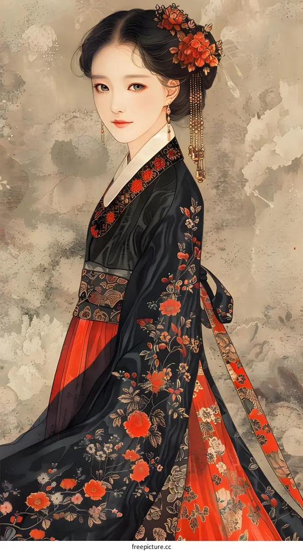 Portrait of a young woman in traditional Chinese clothing