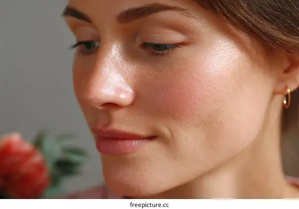 Closeup Caucasian Woman Face with Makeup