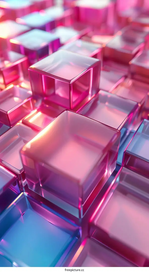 Abstract Pink and Blue Glass Cube Background