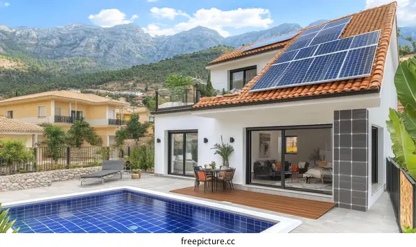 Modern Villa with Solar Panels and Pool