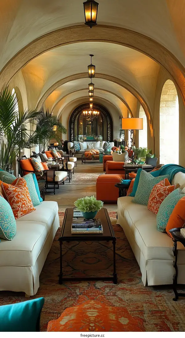 Luxury Interior Living Room Design with Archways