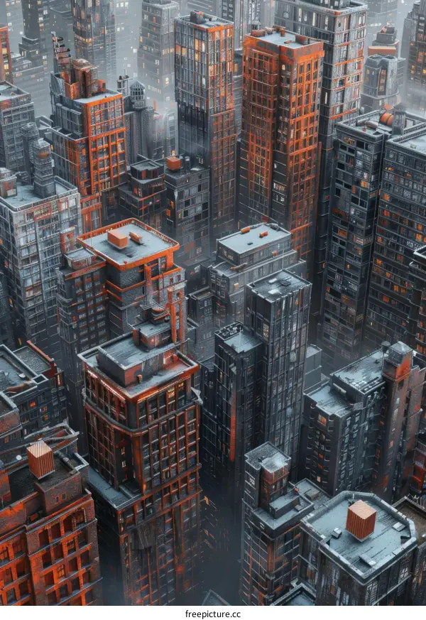 Futuristic Cityscape Aerial View Illustration