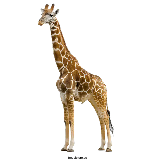 [Transparent Background PNG]Giraffe Standing Tall On White Background