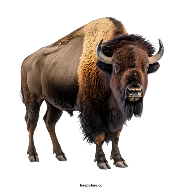 [Transparent Background PNG]American Bison Standing On White Background