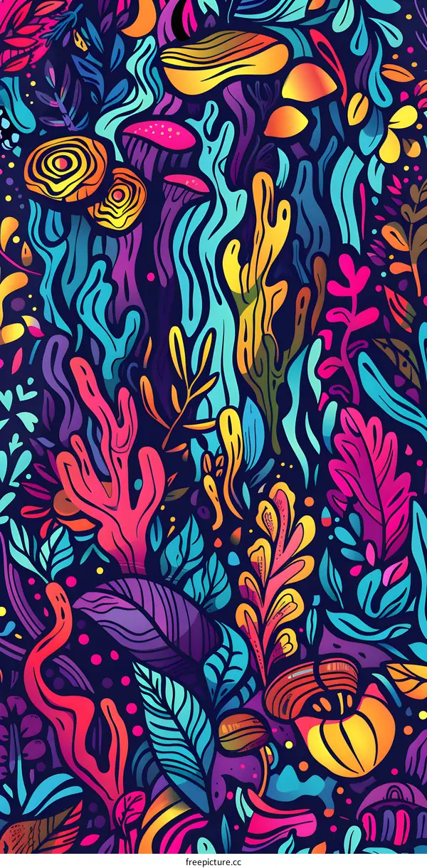 Colorful Abstract Floral Doodle Pattern