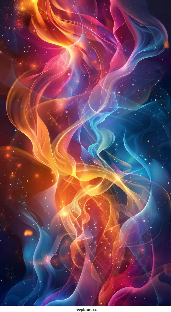 Colorful Nebula with Flames