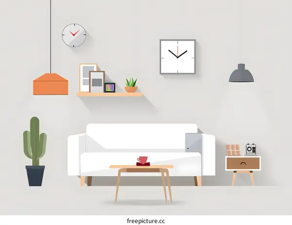 Modern Flat Design Living Room Illustration