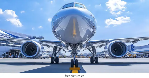 Modern Airplane on Airport Runway