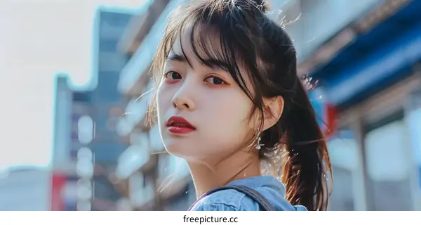 Portrait of a Young Asian Woman in a City