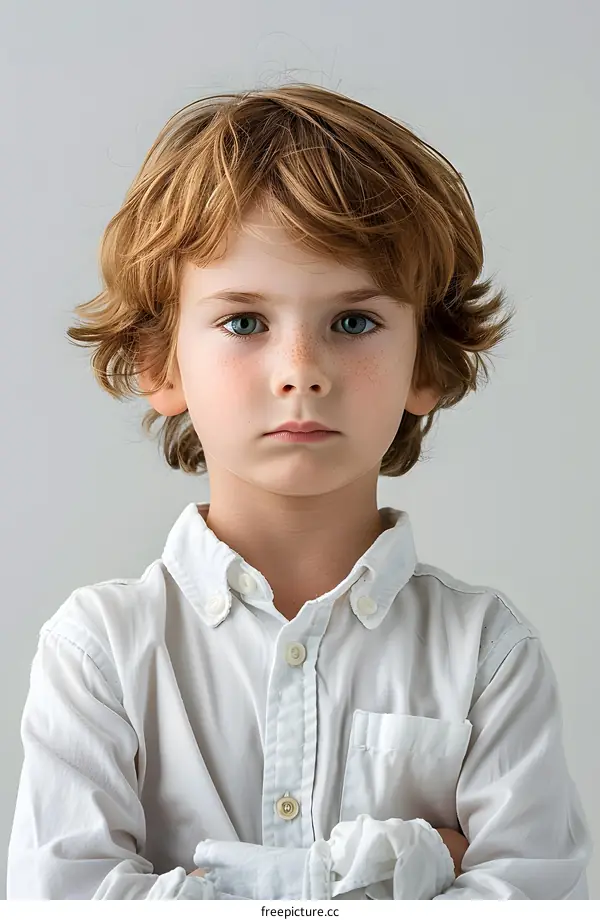 Portrait of a boy with red hair and freckles