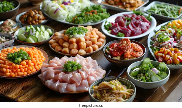 Delicious and Colorful Japanese Food Platter