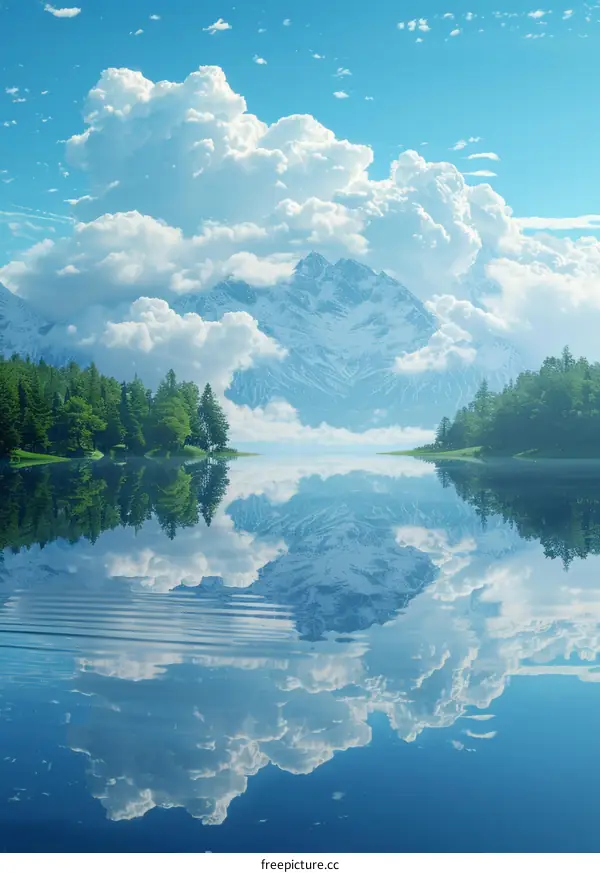 Tranquil Mountain and Lake Reflection on a Serene Day