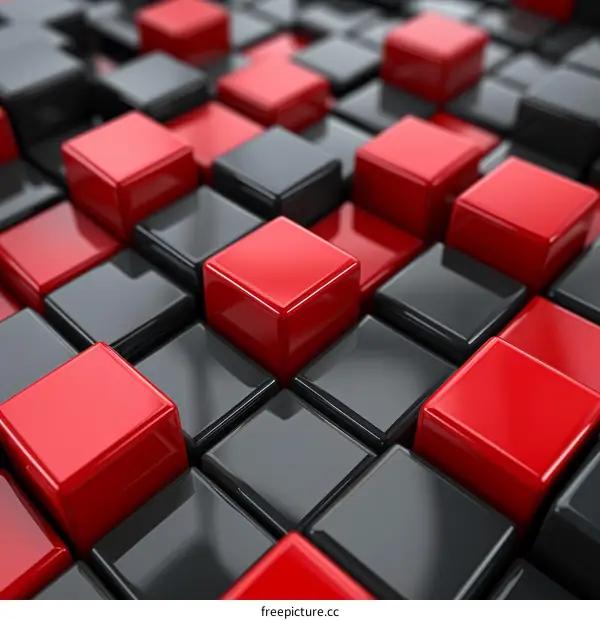 Red and black glossy cubes background