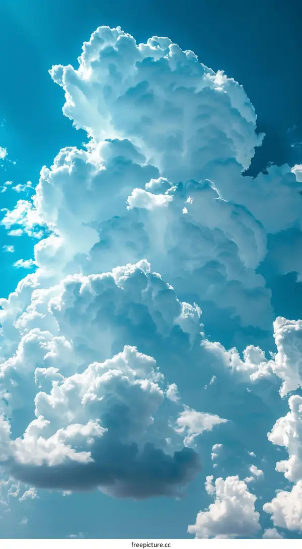 Towering White Clouds Against a Blue Sky