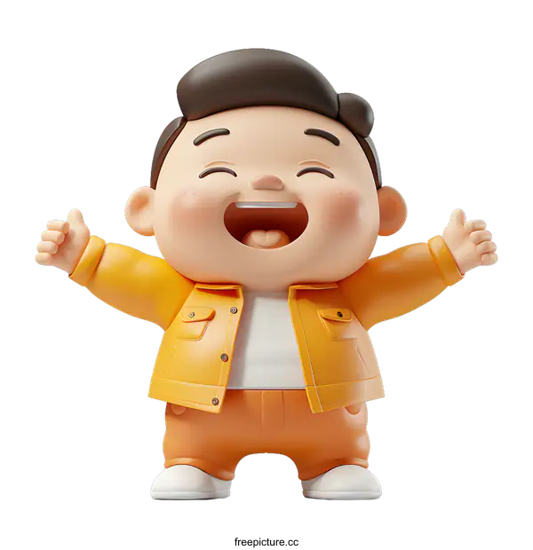 [Transparent Background PNG]Smiling Cartoon Boy Character 3D Model