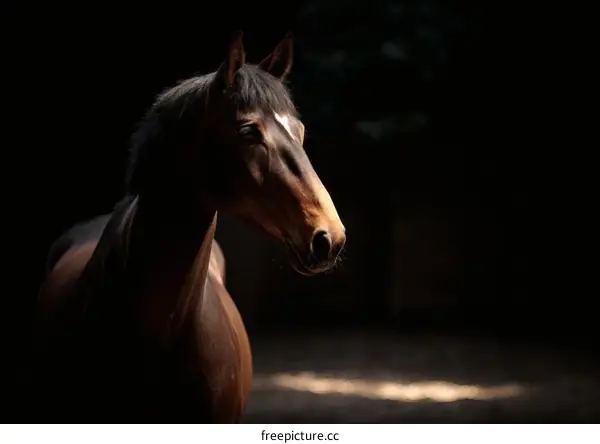 Dark Silhouette of a Horse in Studio Lighting