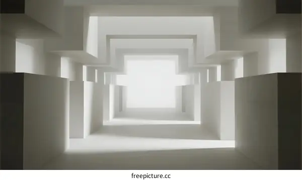 A Minimalist White Architecture with Receding Geometric Patterns