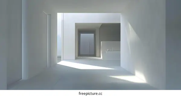 Modern Minimalist White Interior Design With Sunlight