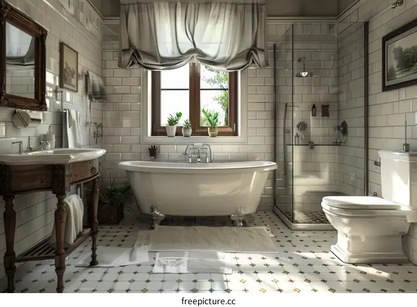 Vintage Retro Bathroom Interior Design